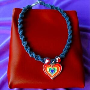 Rainbow Heart Pendant Necklace